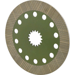 Circular brake friction disc, Sparex S.56965 with an outer diameter of 301mm, featuring a green center and multiple ventilation holes arranged in a circular pattern, perfect for use with Sparex products.