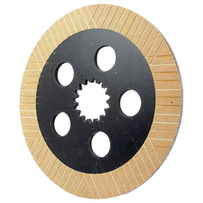 A Sparex Brake Friction Disc (OD 306mm - S.72381) featuring six circular holes, a toothed central hole with splines, and a grated texture on the outer edge.