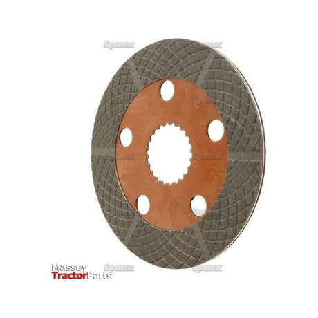 The Brake Friction Disc, model S.62206 from Sparex, is a round tractor disc clutch with a 165mm diameter and a textured surface. It includes six holes arranged in a circular pattern and features Splines 22, crafted with high-quality paper lining material.