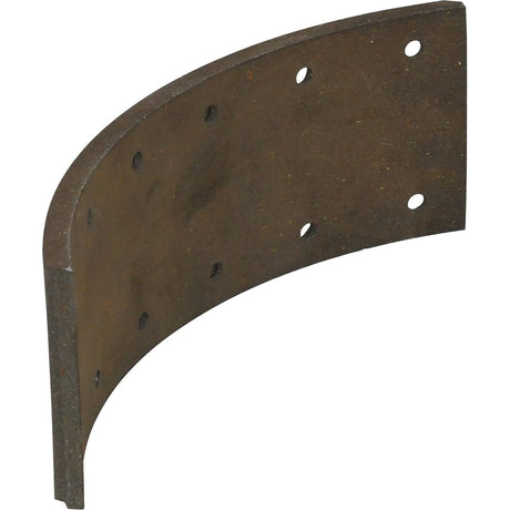 A curved, rusted Brake Shoe Lining (Sparex Part No. S.37322) with 12 holes evenly spaced along its surface.