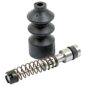 This image features a rubber dust boot and a metal piston assembly, complete with a spring surrounding part of the piston. Ideal for those working on Massey Ferguson tractors, these components are essential for maintaining your Brake Master Cylinder. The Brake Master Cylinder Repair Kit (Sparex Part No. S.42320) is brought to you by Sparex, ensuring quality and reliability.