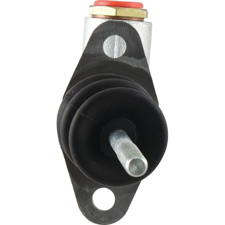Close-up view of the Brake Master Cylinder, Sparex Part No. S.39888, showcasing a protruding metal rod surrounded by a black rubber sleeve and mounted on a metallic base, reminiscent of the durable equipment used in Massey Ferguson machinery.