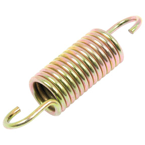 The Sparex Brake Pedal Return Spring, part number S.41411, is a coiled metal tension spring with hook ends. It features a shiny, reflective surface and is commonly used in various mechanical applications such as Brake Pedal Return Springs for Massey Ferguson tractors.