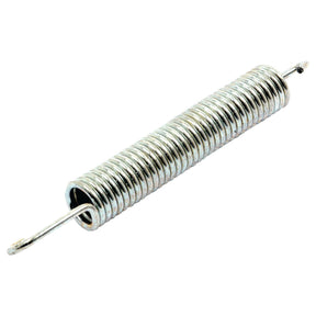 A coiled metal spring with hooks on both ends, such as the Sparex Brake Pedal Return Spring (Sparex Part No. S.60410), fits perfectly for Ford New Holland models.
