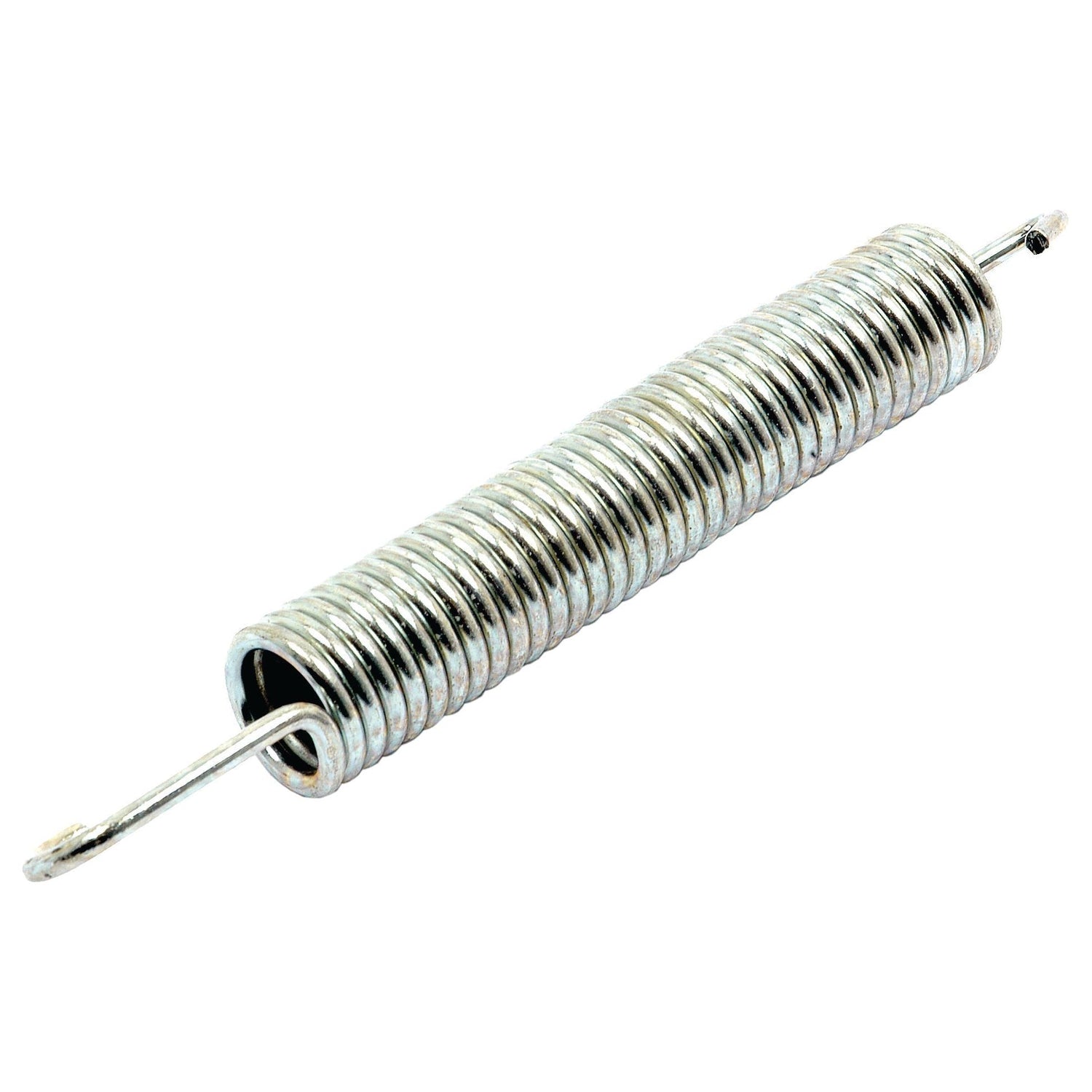 A close-up image of the Sparex Brake Pedal Return Spring (Part No. S.60410), a silver metal coil spring with a hook on each end, designed for Ford New Holland tractors.