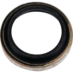 Close-up of a circular metal washer with a rubber inner ring, showing signs of wear and rust, likely from a Sparex Brake Pump Dust Seal (Sparex Part No.S.57056).