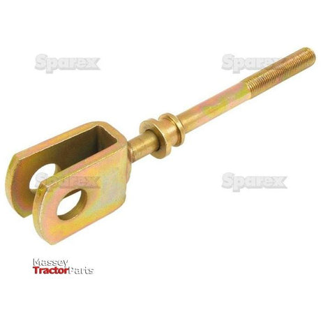 Sparex Brake Rod, Part No. S.41353, featuring a metallic adjustable turnbuckle with a threaded rod and dual-hole clevis end, perfect for Massey Ferguson applications.