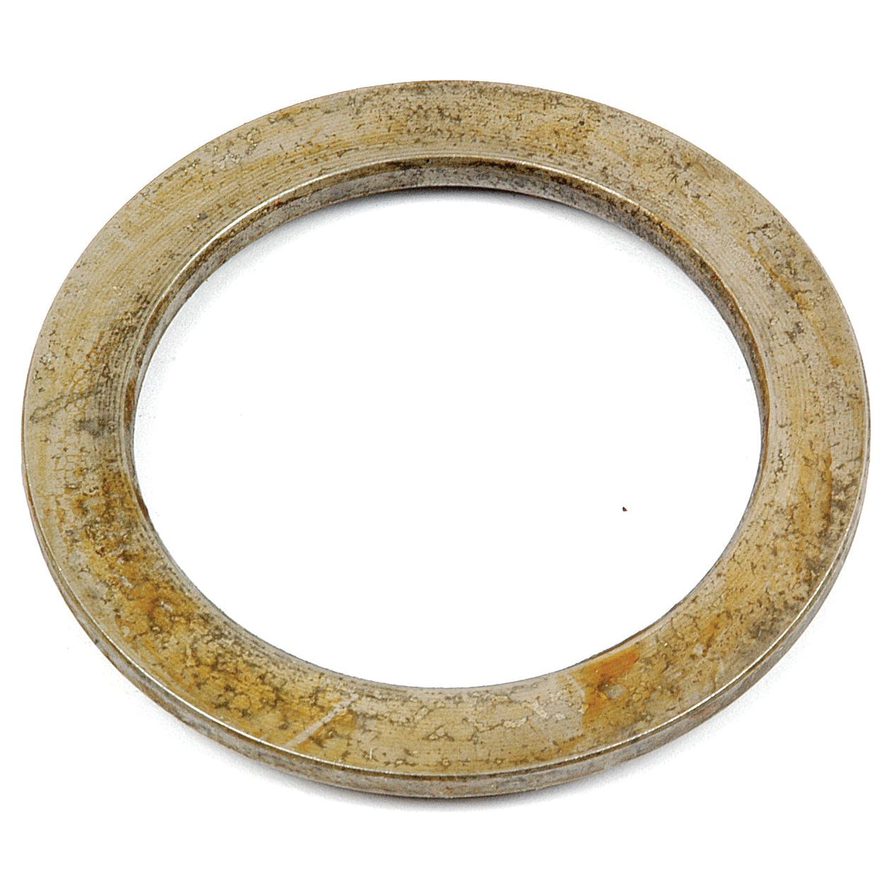 A round, metallic Brake Shaft Washer with a weathered, rusty surface, suitable for Landini and Massey Ferguson machinery. The product name is Brake Shaft Washer, identified by Sparex Part No. S.42596 from the brand Sparex.