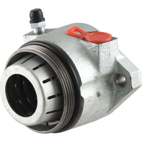 Close-up image of a Sparex Brake Slave Cylinder (RH & LH) with a metal casing, threaded port, and a red plastic handle, resembling those found on Fendt machinery. This component is designated as Sparex Part No.S.37691.