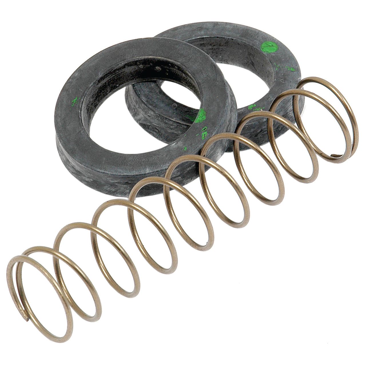 Two coil springs and two circular rubber gaskets, components from a Sparex Brake Slave Cylinder Repair Kit (Sparex Part No. S.42324), are placed side by side on a white background.