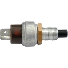 Close-up of a single metallic Brake Light Switch (Sparex Part No.S.31949) with a threaded end and two electrical connectors, often used in Case IH International Harvester equipment.