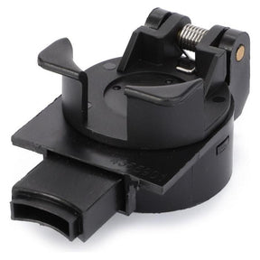 The AGCO Massey Ferguson Breather Oil Recovery (4355901M1) is a black plastic automotive component featuring a cylindrical base, spring-loaded clamp, and a rectangular connector at the bottom. It is compatible with Massey Ferguson 6600 Series tractors.