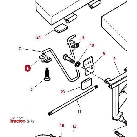 Diagram illustrating various numbered parts of the Massey Ferguson tractor, including screws, brackets, and rods. The components are labeled with numbers for different sections applicable to both 2WD and 4WD models. Specifically highlighted is the AGCO brand's Massey Ferguson Bridle - Part Number 3712859M1.