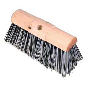 A 33cm wooden broom head with polypropylene black and white bristles from Sparex, Part No. S.12442.