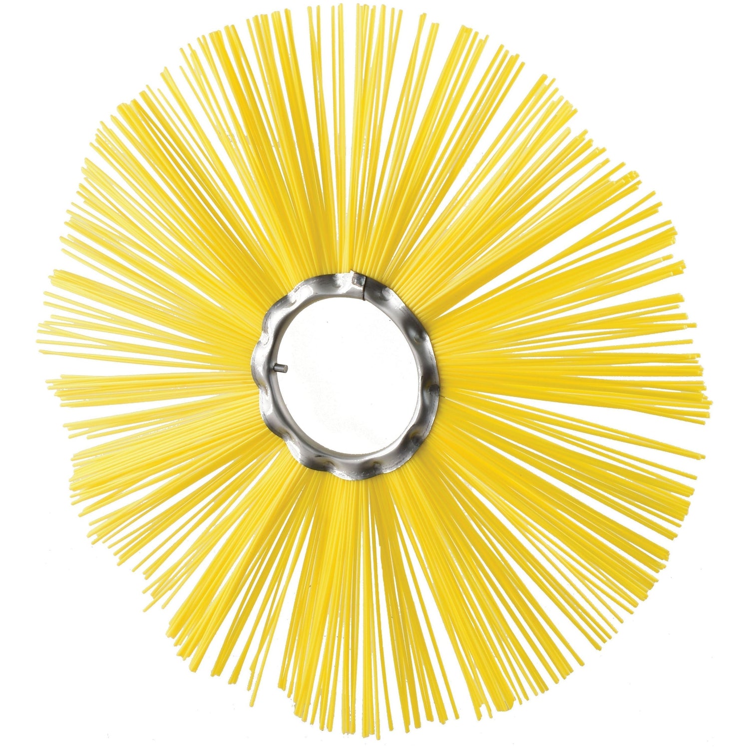 A Sparex Brand brush section, measuring 508mm x 110mm flat and made from durable poly material, features bristles radiating outward from a metal ring at the center, forming a wheel-like shape; it is identified by Sparex Part No. S.143320.