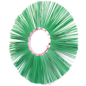 The Sparex Brush Section - 560mm x 160mm Flat, part number S.79513, is a green brush made of poly material featuring dense bristles arranged radially around a central metal ring.