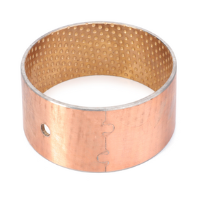 A cylindrical metal bushing with perforations on the inner surface and a side cut-out, specifically designed for Massey Ferguson 3000 Series tractor parts, branded as AGCO Massey Ferguson - Bush - 3713930M1 / 3810480M1.