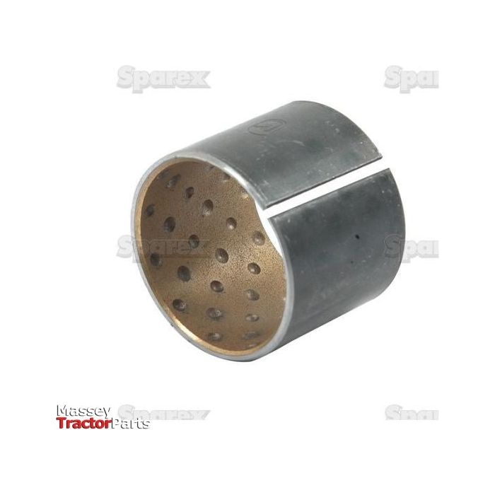 A cylindrical metal bushing with holes and a slit along its length is displayed against a white background, featuring "Spar" and "Massey Tractor Parts" watermarks. This Bush-Brake Shaft (Sparex Part No.S.61475) has a length of 25.4mm (1''), an inner diameter of 28.74mm (1 1/8''), and an outer diameter of 31.75mm (1 1/4''). Compatible with Ford/New Holland models, it ensures optimal performance for your machinery under the Sparex brand name.