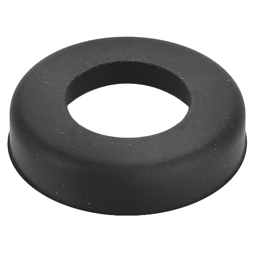 The AGCO Fendt - Bush Rear Windscreen Wiper (X830270085000) is a black rubber grommet with a central hole, perfect for protecting wires or cables from sharp edges and ideally suited for integration in Fendt Models.