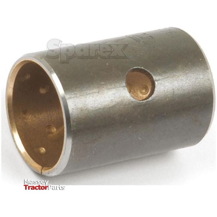 A cylindrical metal bushing featuring a gold-colored inner lining and a circular hole in the center. Branded as Sparex, this Spindle Bush (Sparex Part No. S.41485) is commonly used for Massey Ferguson tractors and is positioned against a white background, with "Massey Tractor Parts" partially visible.