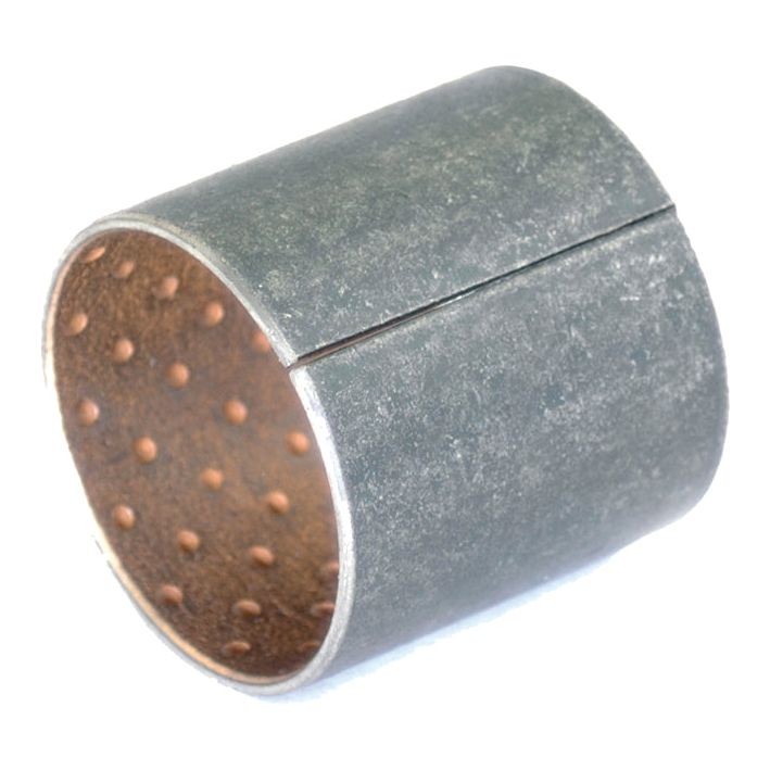 The Sparex Bush, with Part No. S.41741, is a cylindrical metal bushing that features a visible seam and a brown inner surface with small circular indentations, making it ideal for use as a brake shaft bush in Massey Ferguson machinery.