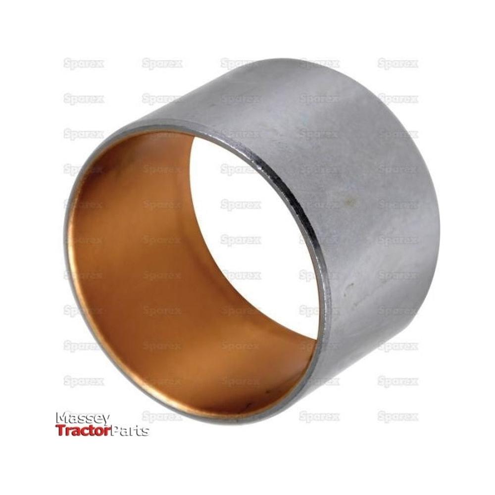 A silver cylindrical metal bushing with a brown interior, showcased against a white background with faint text reading "Sparex." The Massey Tractor Parts logo appears in the bottom left corner. This essential component, identified as Bush (Sparex Part No. S.57058) and compatible with Case IH, plays a pivotal role in the hydraulic cross shaft system.