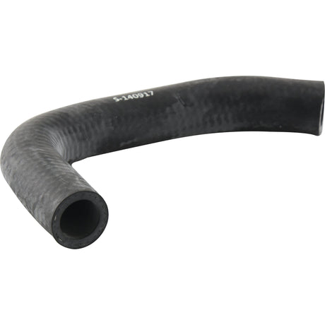 A Sparex-branded bypass hose, featuring an inner diameter of 16.5mm at the smaller end and 15mm at the bigger end. This black, curved rubber hose has a hollow interior, a slightly textured surface, and comes with a Sparex-branded hose clip for secure attachment.