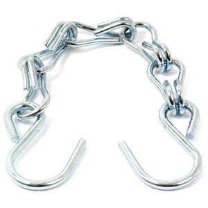 The Sparex Chain for Ball Hitch (Sparex Part No.S.14850) is a short metal chain with hooks on both ends, perfect as a replacement chain for various needs.