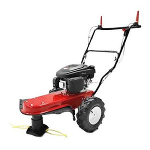 A Cobra COBRA WT60SP 24" walk-behind wheel trimmer, featuring a powerful Loncin engine, large rear wheels, a metal frame, and a red and black color scheme.