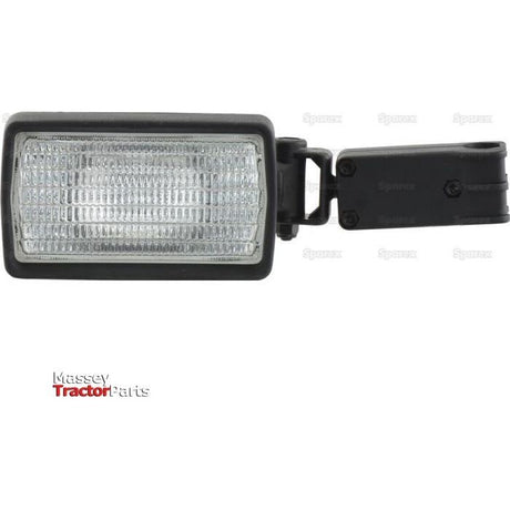 A rectangular halogen work light with a black frame and mounting bracket, branded with "Sparex" at the bottom, this Halogen Work Light Rectangular LH - 12V (55W) - S.147617 ensures excellent visibility for various tasks.