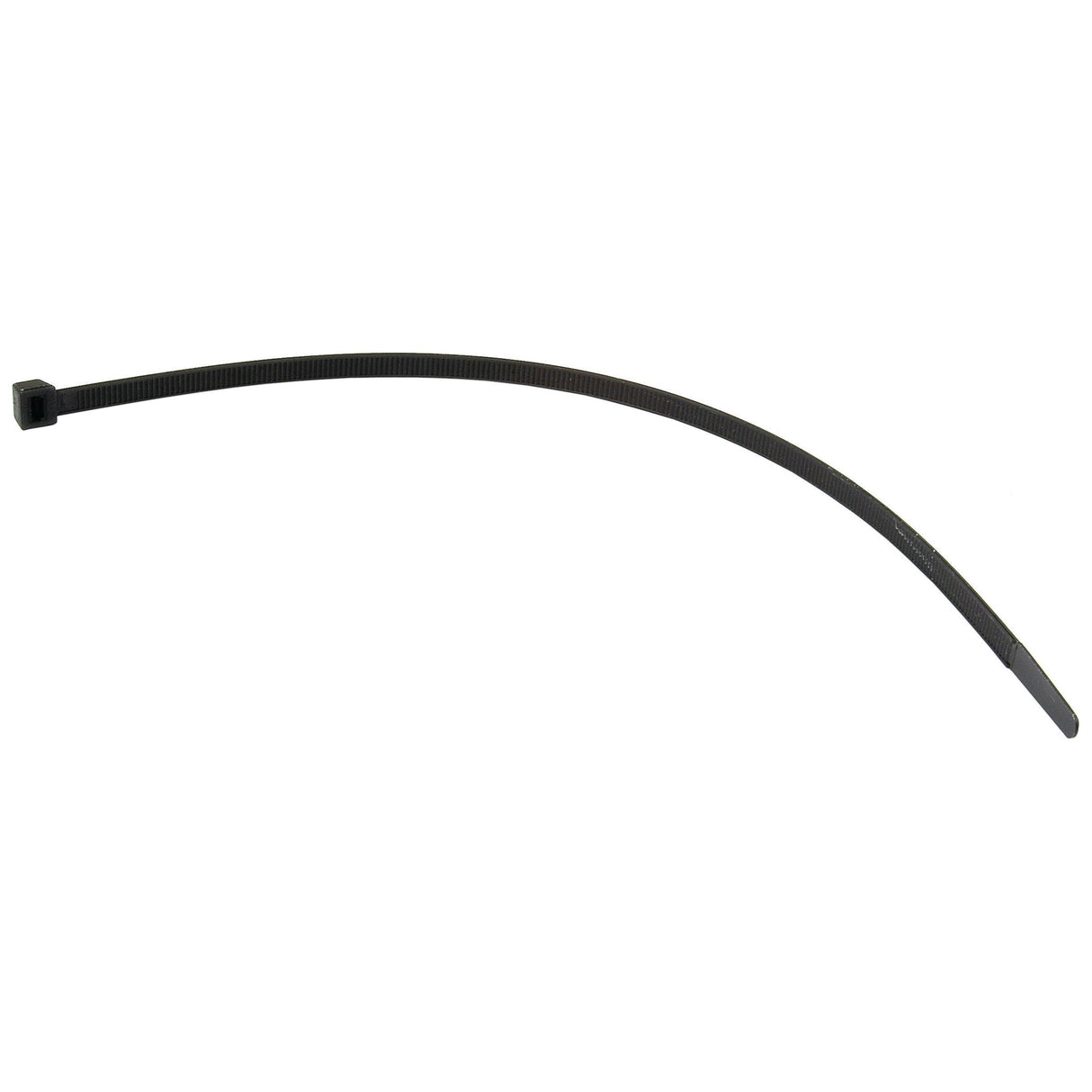 A single Sparex Cable Tie - Non Releasable (Part No. S.8462) in black, featuring a textured surface and a non-releasable square locking mechanism at one end.