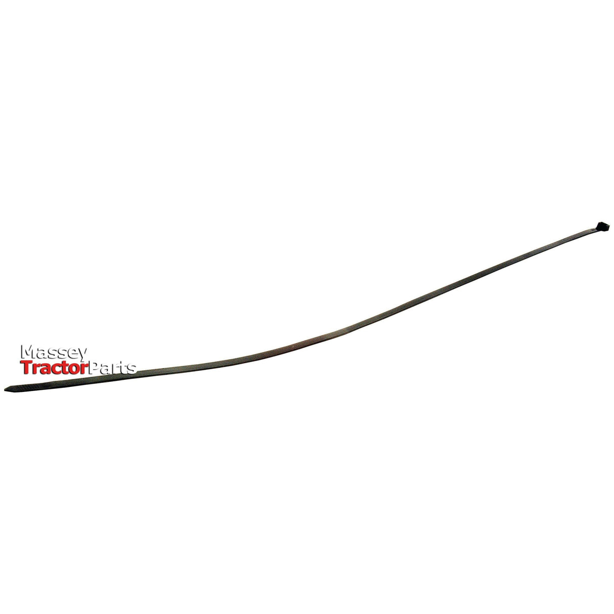 A curved dipstick used for measuring oil levels in machinery, labeled "Massey Tractor Parts" on the side, comes with a Sparex cable tie - releasable and measuring 770mm x 8.6mm (Sparex Part No. S.6330) for convenient securing.