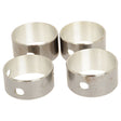 Four metal cylinder sleeves with holes, arranged in a loose cluster on a white background, part of the Camshaft Bush Kit - S.62122 by Sparex.