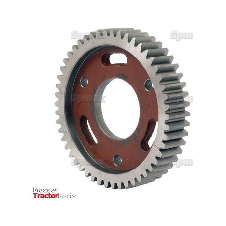 A metal gear with evenly spaced teeth and a central hole, identified as the Camshaft Gear - S.40520 from Sparex. The gear is displayed on a white background with "Massey Tractor Parts" and "Perkins" text visible at the bottom left corner.