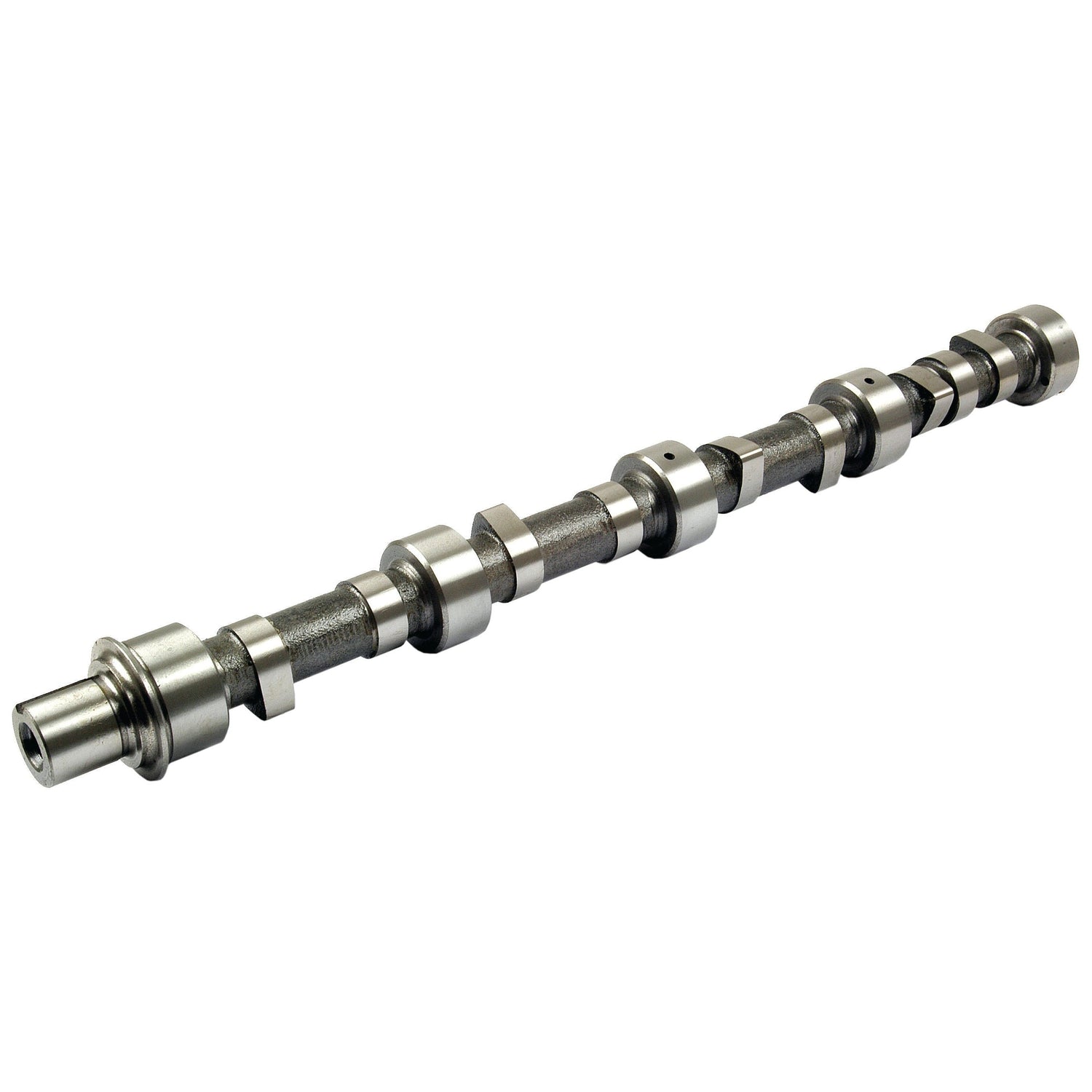 A camshaft, specifically the Sparex Camshaft 4 Cyl. (Part No. S.61038), featuring multiple lobes and bearings, is designed for 4-cylinder Ford/New Holland internal combustion engines to operate intake and exhaust valves.