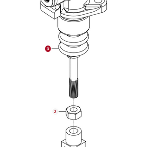 Illustration of a mechanical assembly featuring genuine AGCO parts, including a labeled bolt (3), nut (2), and other components from the Massey Ferguson Brake Master Cylinder Booster - 6299532M91.