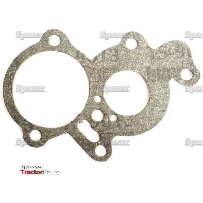 A Carburettor Gasket (Sparex Part No. S.43947) with multiple openings and bolt holes is pictured against a white background, featuring the words "Sparex" and "Massey Ferguson Tractor Parts." This gasket is ideal for use in Landini 58532 models.
