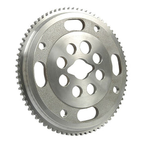 Introducing the Carrier Unit | Sparex Part No.S.7713 by Sparex, a metallic gear featuring multiple circular and oval cutouts along with a toothed edge, specifically designed for compatibility with Ford/New Holland machinery.