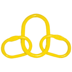 A Chain Master Link from Sparex (Part No. S.21555), featuring an 8mm chain diameter, with three interconnected loops, designed for a Safe Working Load of 3200Kg and available in yellow.