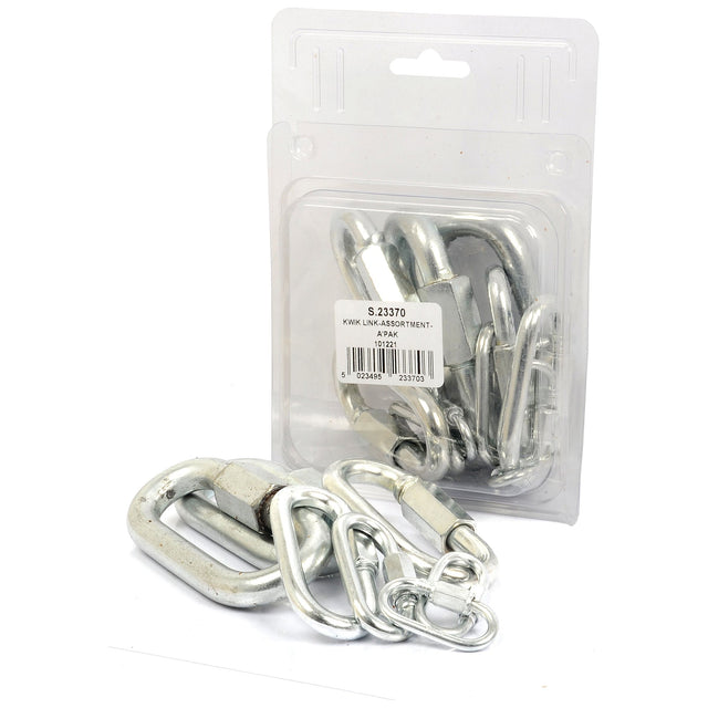 A package containing an assortment of metal link connectors, including the Chain Quick Link Set Ø4mm - 12mm, labeled as "Kirk Link Assortment" and offered under the Sparex brand (Sparex Part No. S.23370).