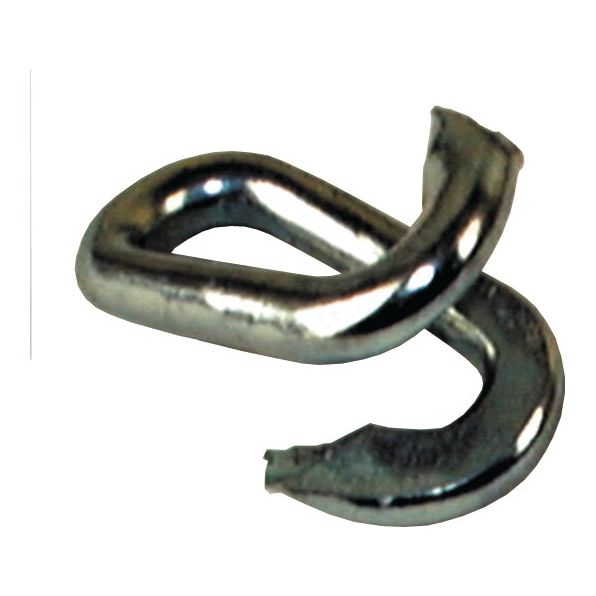 A broken silver 6mm D-ring link lies on a white background, perfect for replacement with a Chain Quick Repair Link Ø6mm (Sparex Part No.S.1479) from Sparex.