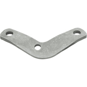 The Stabiliser Bracket, also known as Sparex Part No.S.66512, is a curved metal bracket with three holes—one in the center and one at each end—that can be used as a Check Chain Anchor for Ford/New Holland tractors. This part is brought to you by Sparex.