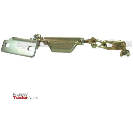 A metal stabiliser chain bracket component from tractor machinery, featuring an adjustable arm with connecting joints at both ends. The text "Sparex Massey Tractor Parts" and a notation of the Ø16mm thread size appear in the lower left corner.