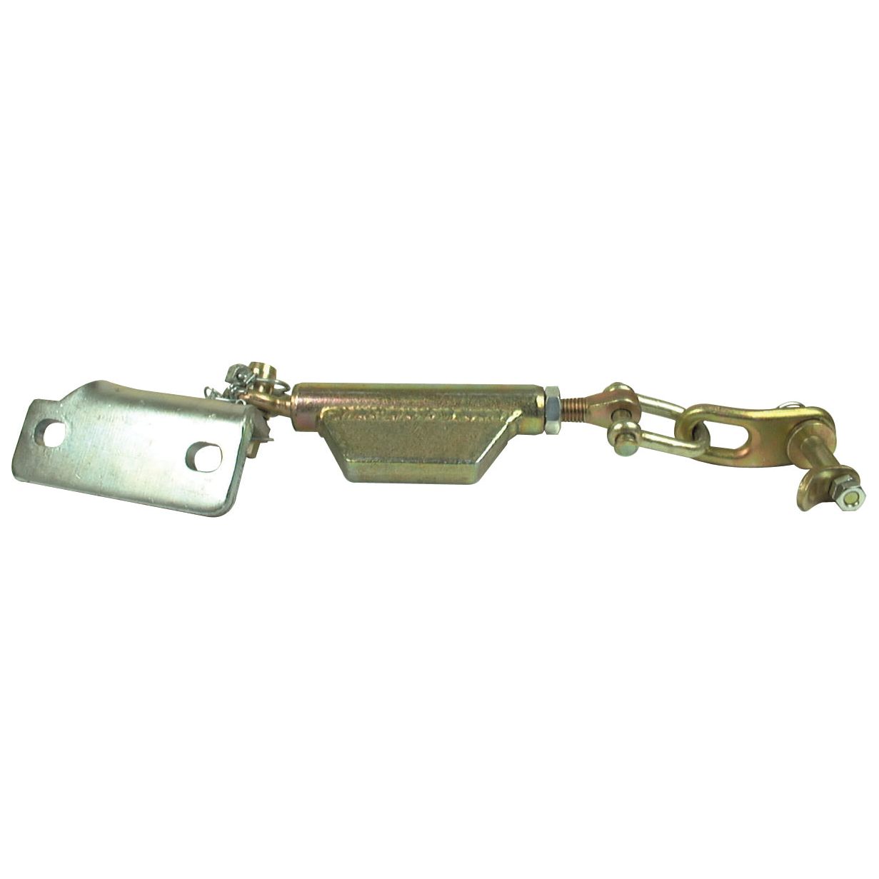 The Sparex Stabiliser Chain (Part No. S.4249) features a bracket and threaded adjustment mechanism with a Ø16mm thread size, designed for easy installation and reliable performance on Massey Ferguson tractors. Minimum length is 387mm, compatible with 3/4 UNC thread, ensuring dependable functionality.