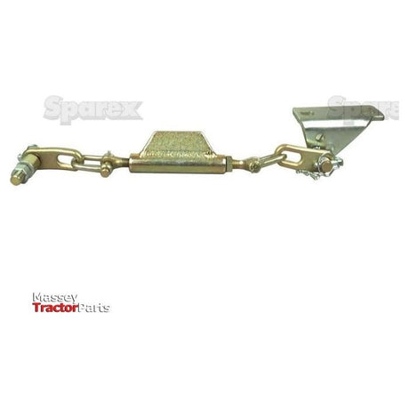 The Stabiliser Chain (Sparex Part No. S.5261) with a 19mm thread diameter and a minimum length of 540mm includes a bracket, connecting rod, bolts, and mounting bracket. The "Massey Tractor Parts" logo is visible in the bottom left corner. Compatible with Massey Ferguson models, it features high-quality end fittings from Sparex.
