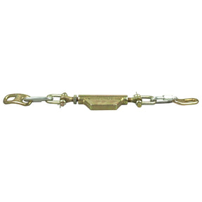 A Stabiliser Chain (Sparex Part No. S.3320) featuring precision-engineered Sparex End Fittings, designed for tensioning and securing objects, includes hooks and an adjustable mechanism in the center with hole dimensions of Ø18x38mm and a minimum length of 650mm.