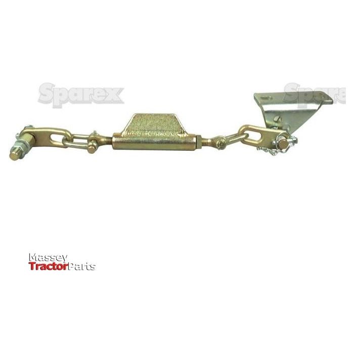 This stabiliser chain features brackets and threaded ends with a 19mm diameter, adjustable down to a minimum length of 540mm with a 3/4 UNC thread. Branded "Sparex" (Part No.S.5260), it is ideal for use in mechanical applications, especially for maintaining Massey Ferguson machinery.
