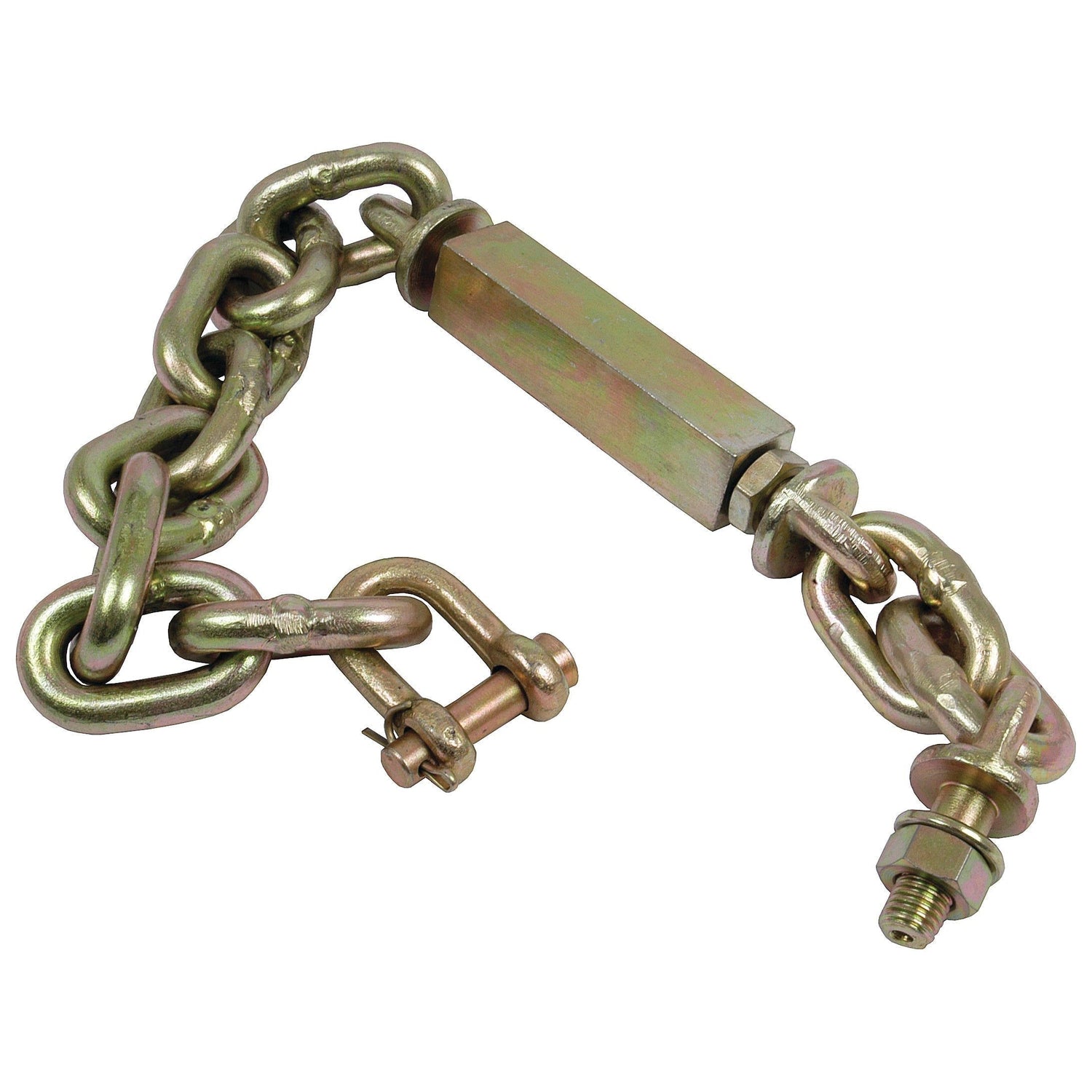 Heavy-duty Stabiliser Chain with an 11.5mm D-shackle and a 14mm threaded turnbuckle, featuring Sparex end fittings (Part No. S.70525) and shackles attached at each end, minimum length of 615mm from the Sparex brand.