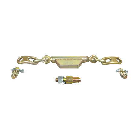 Introducing the Sparex Stabiliser Chain - Pin Ø19mm - Thread Ø16mm - Min. Length: 360mm - 3/4 UNC | Sparex Part No.S.41040, a robust stabilizer chain with central adjustable features, complemented by two secure end fittings and an additional small component, perfect for Massey Ferguson tractors.