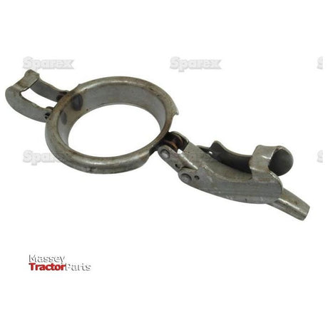 A 4'' (108mm) non-galvanised clamp ring with a circular opening and lever mechanism from Sparex, displayed on a white background. The text "Sparex" and "Massey Tractor Parts" is visible, along with a secure locking pin for added stability. The product is identified as S.59406.